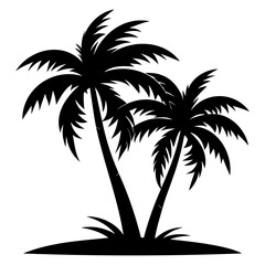 Two palm tree black silhouette Vector illustration on a white background