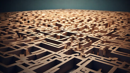 Sticker - Abstract concept of a maze with multiple exits, one path leading to safety, representing risk mitigation and decision-making with copy space.

