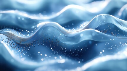 Wall Mural - Abstract Blue Liquid Waves with Silver Particles