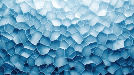   Close-up of a hexagonal blue wall with a blue sky as background