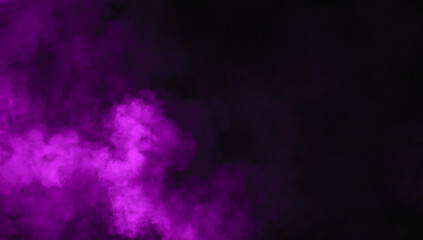 Wall Mural - Abstract purple misty fog on isolated black background. Smoke stage studio. Texture overlays. The concept of aromatherapy.