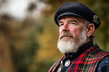 Wall Mural - Portrait of a Scottish man in a kilt and traditional attire, Scotland