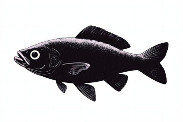 Wall Mural - Fish illustration, black & white