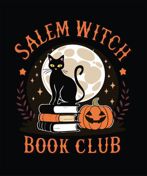 Salem Witch Book Club typography Halloween vector t shirt design