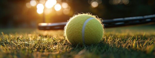 Close-up of tennis ball fuzz, with racket strings imprinted, under bright sunlight