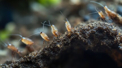 Canvas Print - Closeup of Tiny Insects on a Patch of Soil