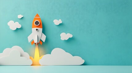 Poster - Aerospace Engineer with Rocket in Paper Cut Art Representation