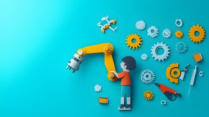 Poster - Automated Engineering Innovations in Minimalist Paper Cut Style