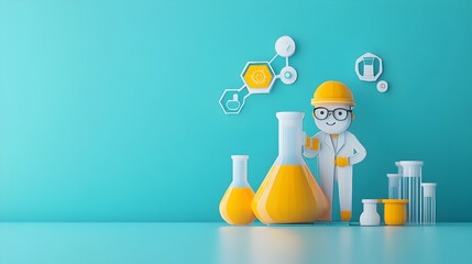 Poster - Chemical Engineering Represented by Paper Cut Style Flask and Apparatus