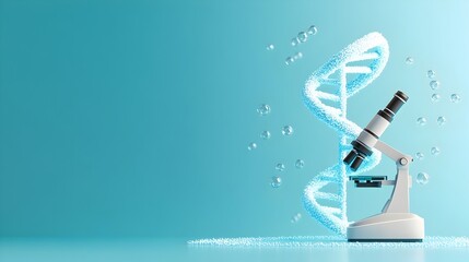 Poster - DNA Helix Microscope in Paper Cut Art Symbolizing Genetics Research