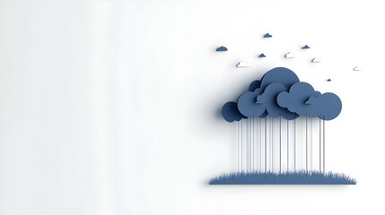 Aufkleber - Dramatic Paper Cut Lightning Bolt in Dark Cloudy Sky Symbolizing Powerful Thunderstorm