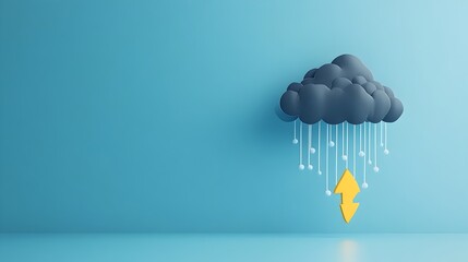 Poster - Dramatic Paper Cut Style Lightning Bolt with Dark Thundercloud Symbolism
