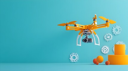 Poster - Drone with Propellers Representing Innovative Paper Cut Art Design