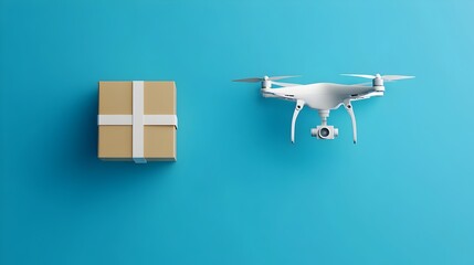 Poster - Drone Delivering Package Showcasing Innovative Logistics in Paper Cut Style