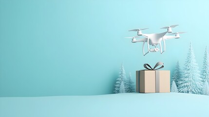 Drone Delivering Package Representing Innovative Logistics in Paper Cut Style