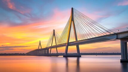 Canvas Print - Bridge Silhouette at Sunset