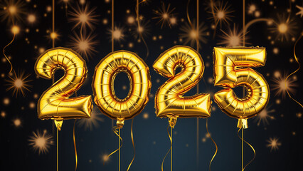 2025 New Year 3d symbol typography. Creative design concept, 3d number style. Illuminated 2025 Neon Light Display