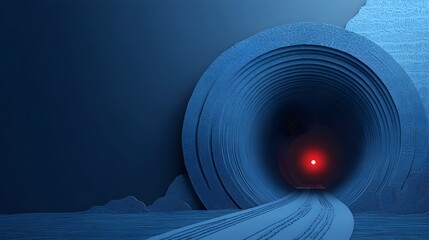 Poster - Illuminated Tunnel of Underground Engineering in Minimalist Paper Cut Style