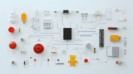 Poster - Intricate Circuit Diagram in Stylized Paper Cut Aesthetic