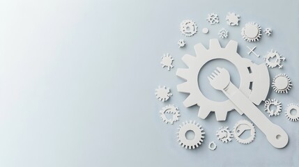 Poster - Mechanical Engineering Equipment in Paper Cut Style Graphic