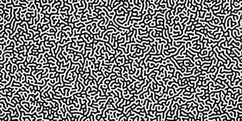 Wall Mural - Turing reaction diffusion monochrome seamless pattern with chaotic motion .Linear design with biological shapes. Organic lines in memphis. abstract turing organic wallpaper background .	