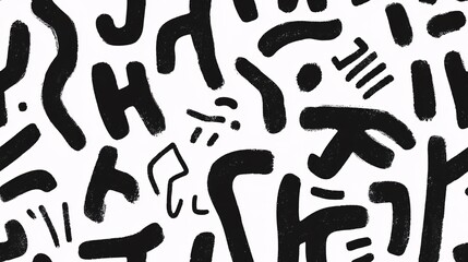 Poster - Black and White Abstract Shapes seamless pattern