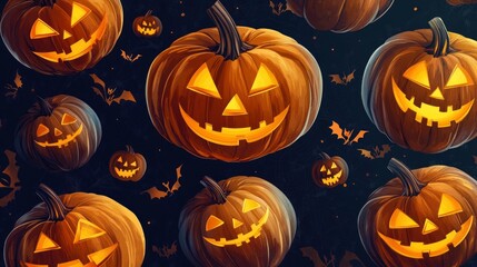 Wall Mural - Use Halloween pumpkins as a pattern. Vector graphics .