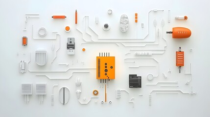 Poster - Paper Cut Circuit Diagram Symbolizing Electronic Engineering