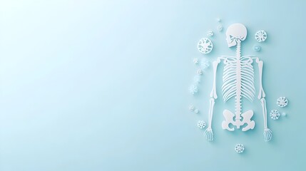 Poster - Radiology Paper Cut Style X Ray Image with Bones Representing Healthcare Technology