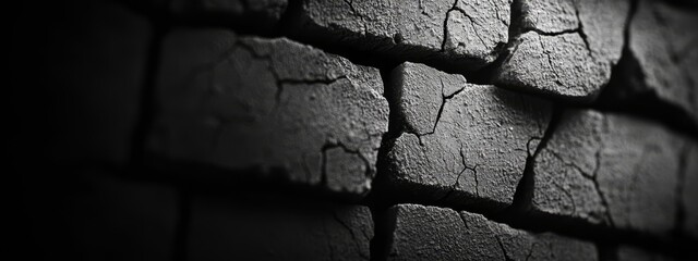 Sticker -  A monochrome image of a cracked brick wall, displaying a central fissure