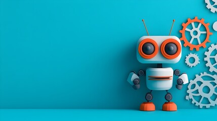 Poster - Robotic Gears in Paper Cut Style Representing Automation Engineering