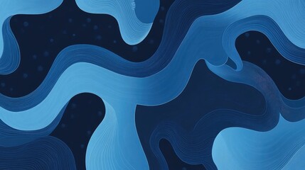 Line art illustration featuring light blue shapes against a dark blue backdrop