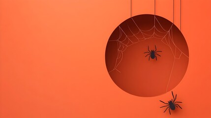 Poster - Spooky Spider Web in Paper Cut Halloween Style