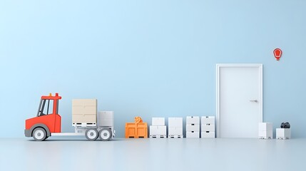 Fototapete - Stacked Pallets in Paper Cut Art Symbolizing Inventory Management