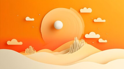 Aufkleber - Swirling Desert Dust Storm in Paper Cut Style