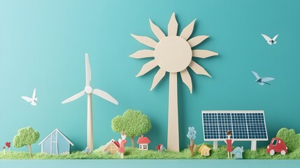 Poster - Sustainable Solar Energy Engineering in Paper Cut Style Design