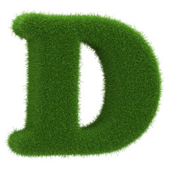 Poster - Grass Letter D - 3D Font Grass Alphabet