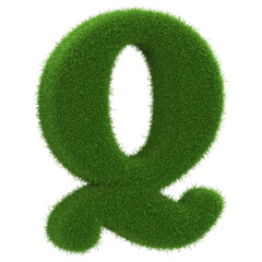 Poster - Grass Letter Q - 3D Font Grass Alphabet