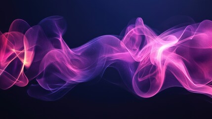 Poster - Line art illustration of abstract pink fire light smoke shapes on a dark background