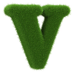 Poster - Grass Letter V - 3D Font Grass Alphabet