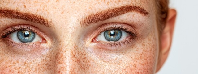 Sticker -  A close-up of a person with numerous freckles covering their eyes, and an individual freckle visible amidst them