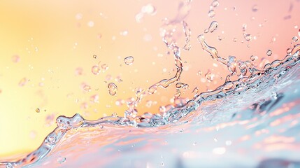 Wall Mural -   A zoomed-in shot of waves on a colorful backdrop, featuring pink, yellow, blue, and orange tones, set against a yellow sky