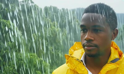 Sticker - South African Man with Umbrella on a Rainy Day