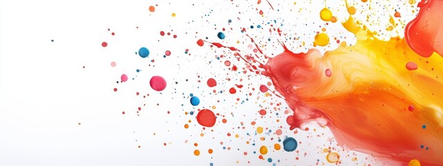 Sticker -  A white background with multicolored paint splatters at the bottom