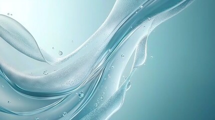 Wall Mural -   A close-up of a blue and white background featuring a wave on the left and a water droplet on the right