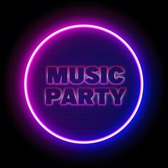 Sticker - Music party text neon style 