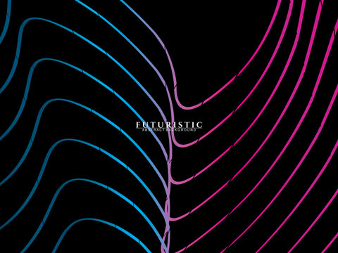 Futuristic abstract technology shining rainbow light lines on black background modern wave line pattern. Vector minimal line background with text for social media covers, headers, etc.