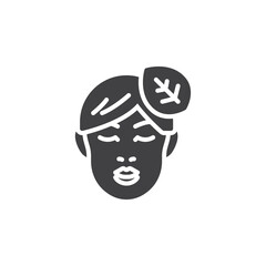 Wall Mural - Human head with a leaf vector icon