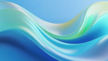 Aufkleber - Abstract background with translucent green and blue neon-colored waves on a white background. Modern Blue blurred lines background