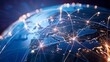 © Ansar - A globe with network lines and nodes representing global commerce connections.